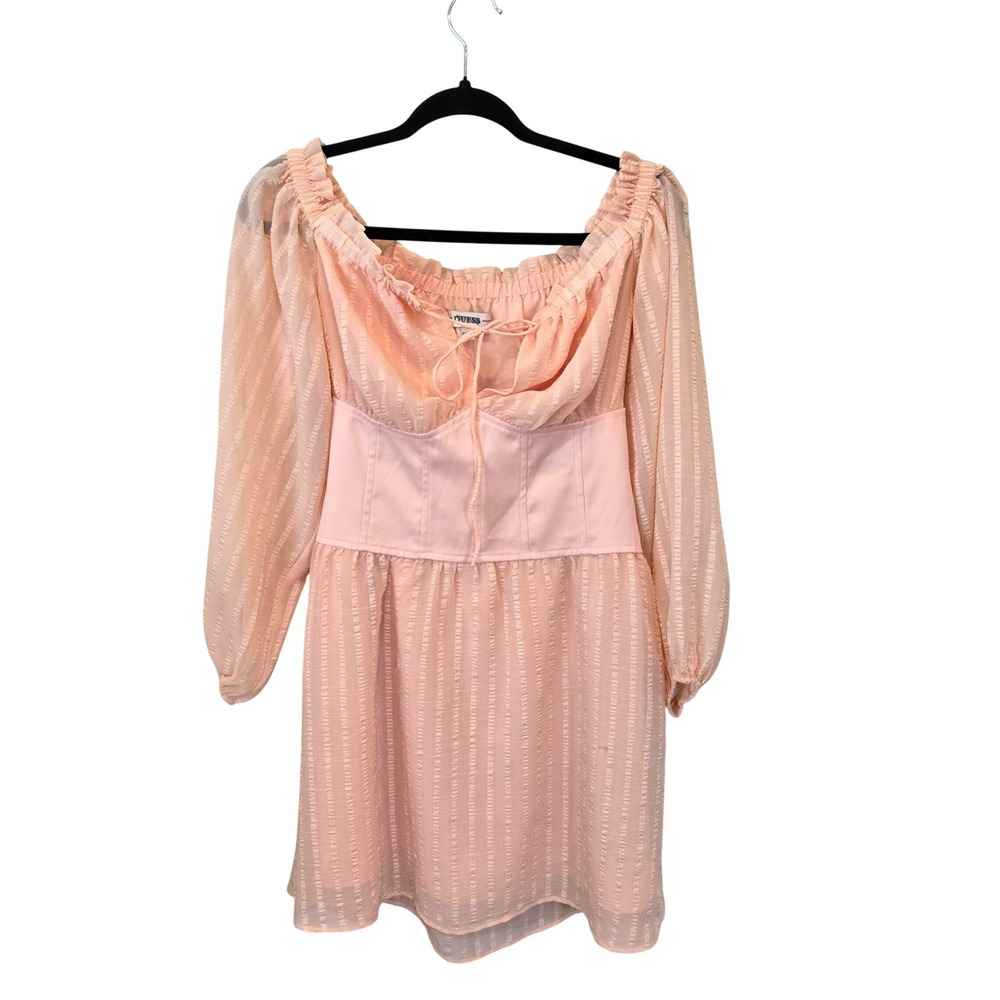Guess Peach Corset Mini Dress Peasant Small Y2K Milkmaid Coquette Fairycore Boho